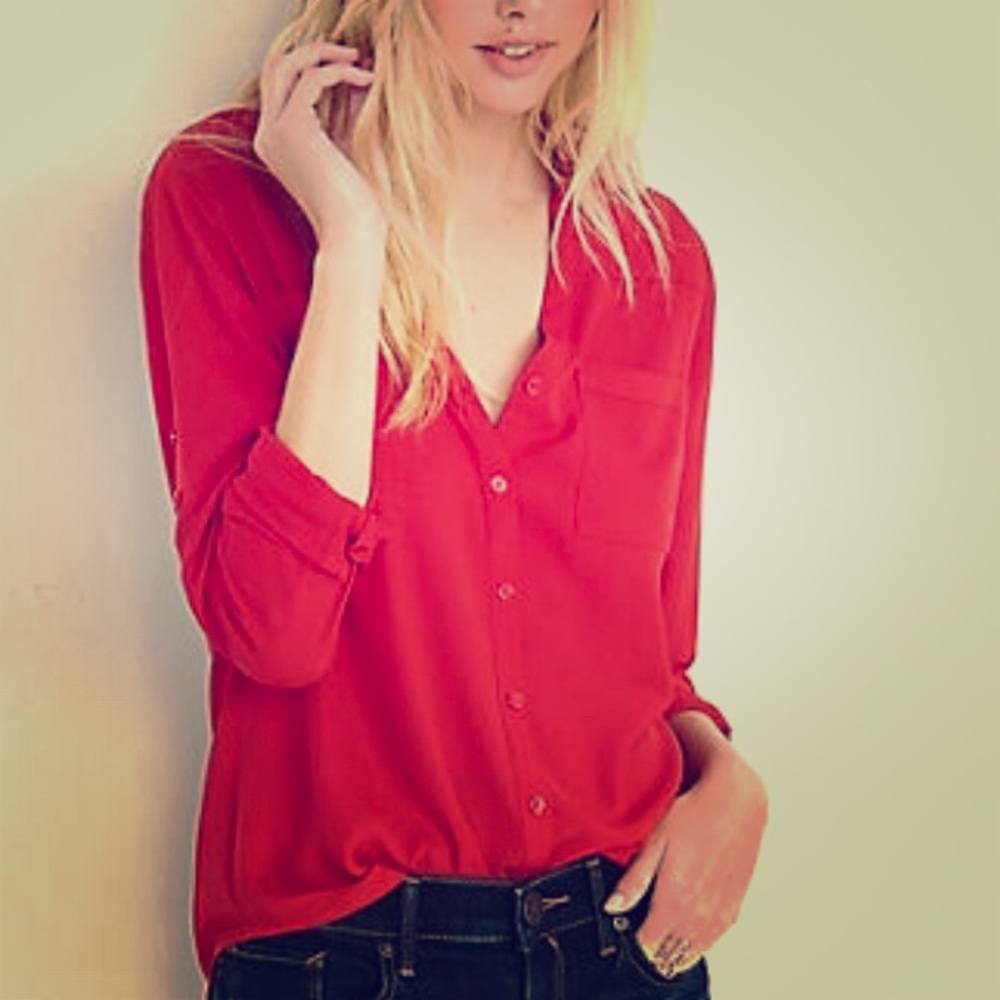 EXPRESS RED PORTOFINO BLOUSE